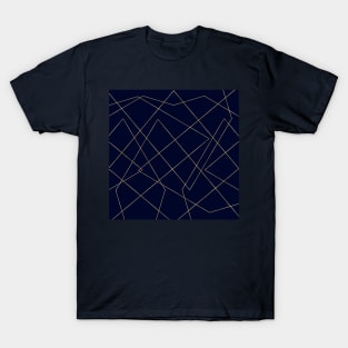 Blue Gold Geometric Strokes Modern Design T-Shirt